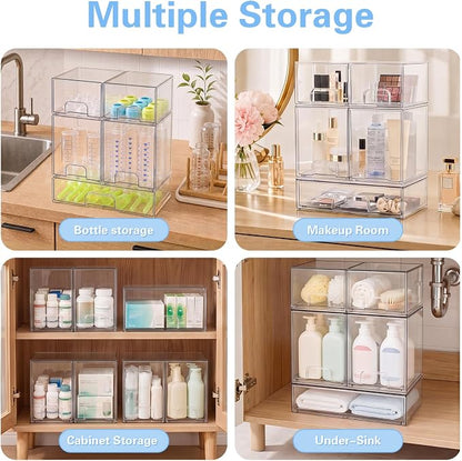 Baby Bottle Organizer, 5 Pack Clear Acrylic Stackable Storage Drawers, Baby - Image 7