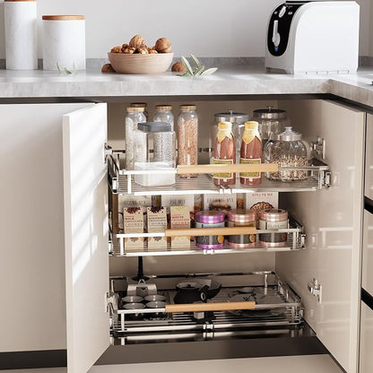 2Pack Expandable Pull Out Cabinet Organizer, Adjustable Width:23.2~39.9''W x - Image 5