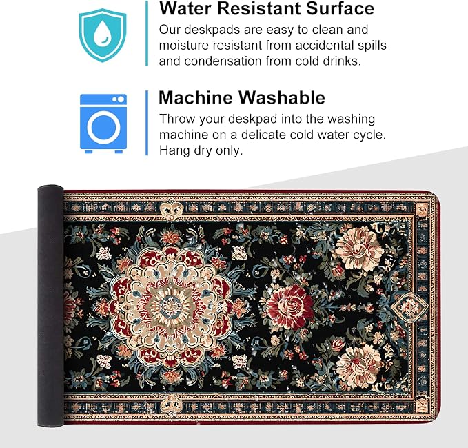 Vintage Persian Carpet Mouse Pad – Large Extended Desk Mat 35.43 x 15.75 in – - Image 4