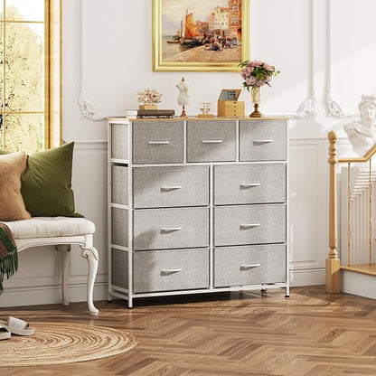 WLIVE Tall Dresser for Bedroom, 9 Drawer Chest of Drawers, Light Grey | 9 roomy - Image 8