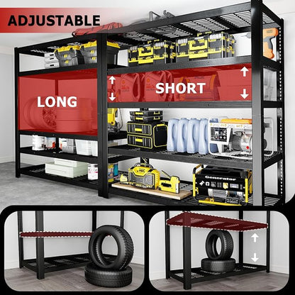 62" W 3050LBS Storage Shelves Unit, 5 Tier Heavy Duty Metal Shelving Unit and - Image 6