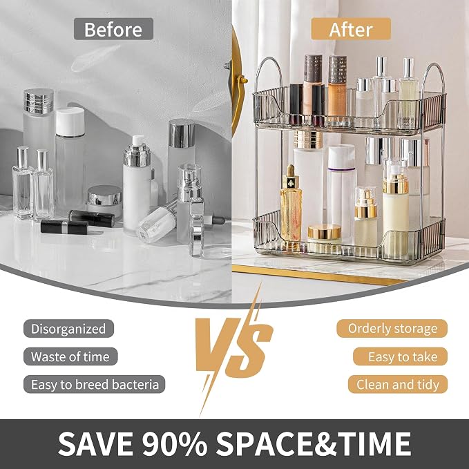 YCIA&DONE Bathroom Organizer Countertop, Makeup Storage, Skincare Cosmetic Tray - Image 3