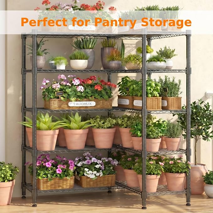Homdox 5-Tier Adjustable Metal Storage Shelves, Space-Saving Corner Rack - Image 5