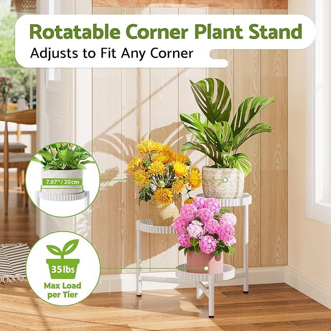 3 Tiered Tall Plant Stand Indoor Outdoor, Metral Flodable Plant Stand - Image 2