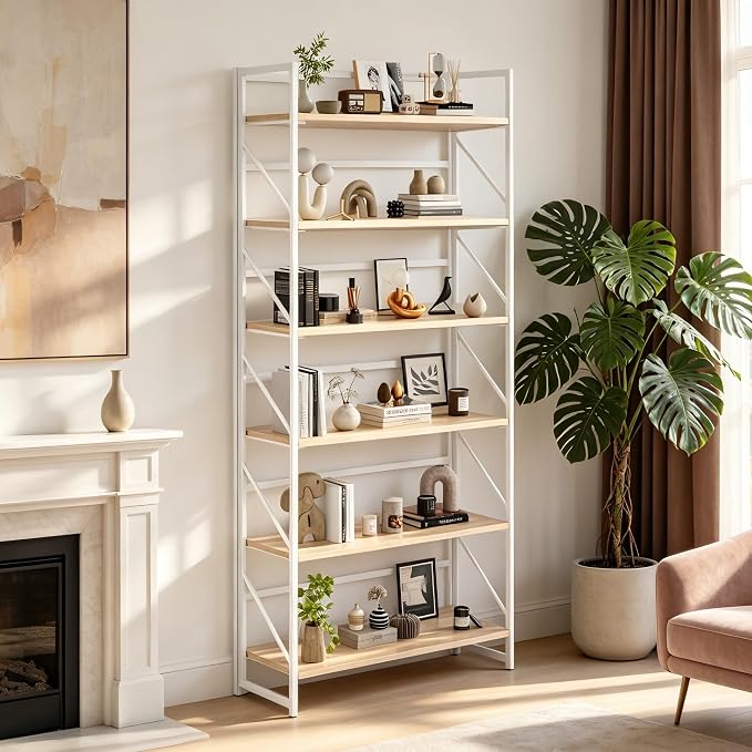 JSB 6 Tier No Assembly Folding Bookshelf, 30.7" Wide Foldable Storage Bookcase - Image 7