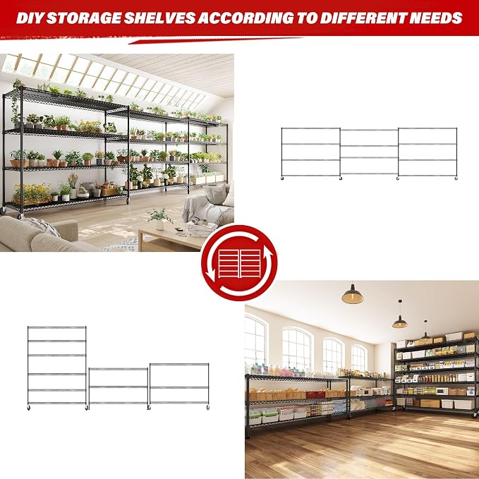 REIBII 82.6" H*60''W*17.7" D Steel Heavy Duty Wire Shelving - Image 7