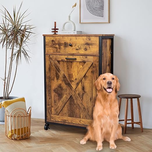 VINGLI 13 Gallon Tilt Out Trash Cabinet, Wood Hidden Trash Can Kitchen Cabinet - Image 7