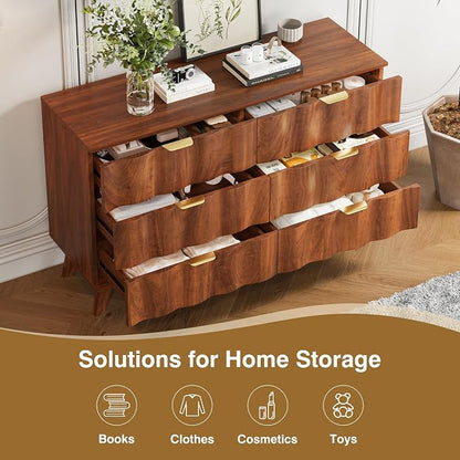 6 Drawer Dresser, Modern Fluted Storage Dresser - Image 5