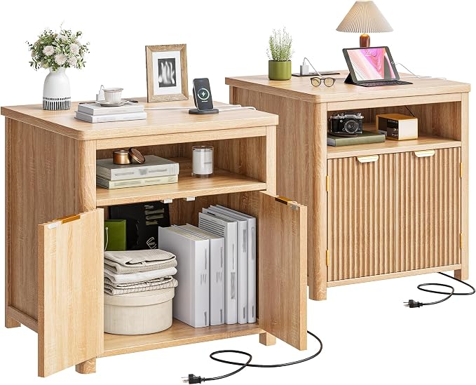 Fluted Nightstands Set of 2 by ElevateYourHome%EF%BC%8CEnhanceEver