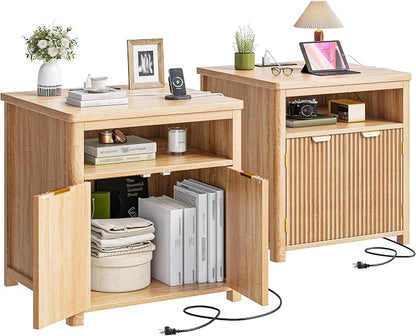 Fluted Nightstands Set of 2 by ElevateYourHome%EF%BC%8CEnhanceEver