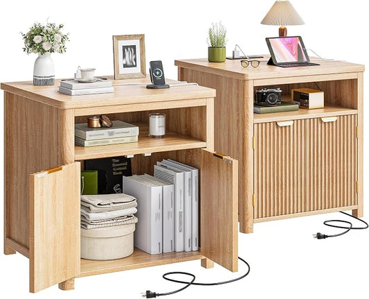 Fluted Nightstands Set of 2 by ElevateYourHome%EF%BC%8CEnhanceEver