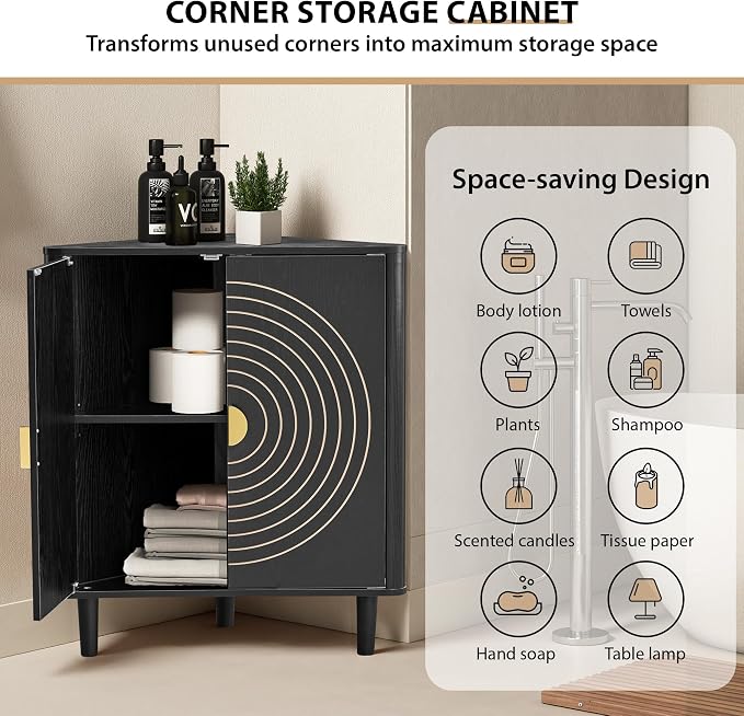 Small Corner Storage Cabinet, Modern Freestanding Floor Cabinet - Image 7