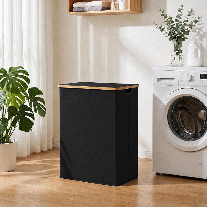 efluky Laundry Hamper with Lid, Double Laundry Basket with 2 Removable Bags - Image 6