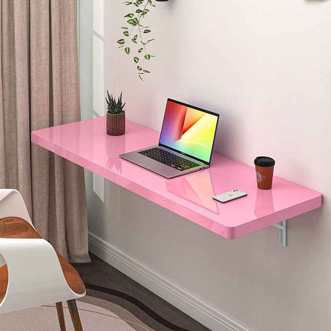 Clikuutory Wall Mounted High Gloss Folding Table, Wall Desk Fold Down by Turnyourhouseintoahome