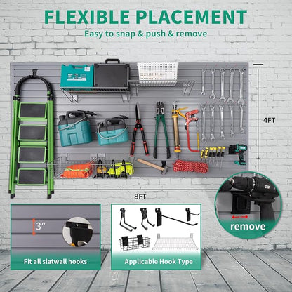Slat Wall Paneling Garage Slat Wall Storage Systems Organizer Grey Slatwall 4x8 - Image 2