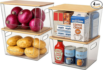4 Pack Clear Stackable Potato & Onion Storage Bins by CiWiVOKi