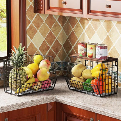 Wawocs Fruit Basket for Kitchen Counter, Fruit Bowl Stackable Wall Mounted - Image 6