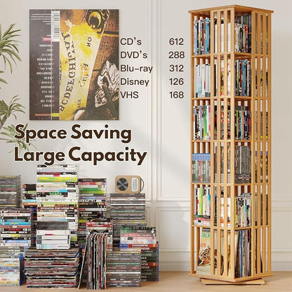 XIMN 360° Rotating Bamboo CD/DVD Shelf - Image 4