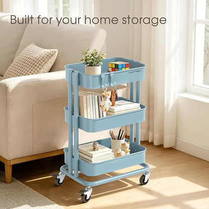 3 Tier Rolling Cart Metal Utility Cart - Image 3