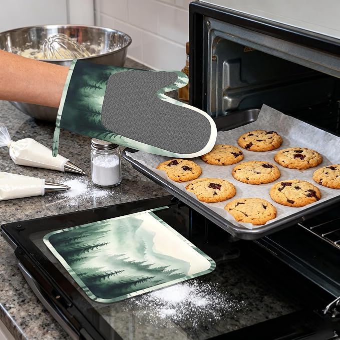 Misty Forest Mountain Heat-Resistant Silicone Oven Mitts and Pot Holders - Image 4