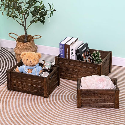 Large Vintage Brown Wooden Crates - Image 8