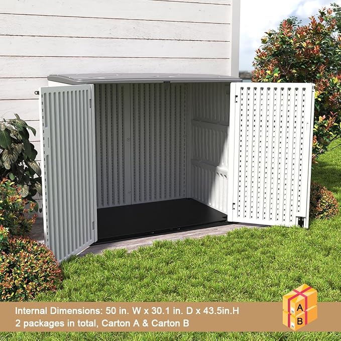 KINYING Horizontal Outdoor Storage Shed, 47 Cu.ft Resin Outdoor Storage Cabinet - Image 6