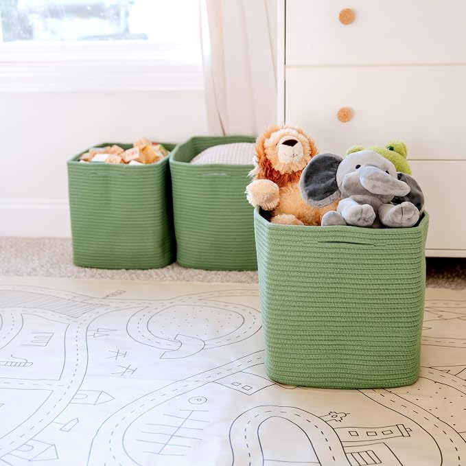 NaturalCozy 13x15x13 Kallax Storage Cubes Bins, 3 Pack | Cotton Rope Cube - Image 9