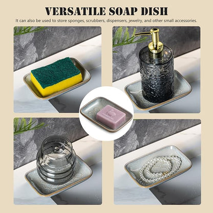 Gomakren Soap Dish for Shower, Ceramic Soap Dishes for Bar Soap Sponge - Image 8