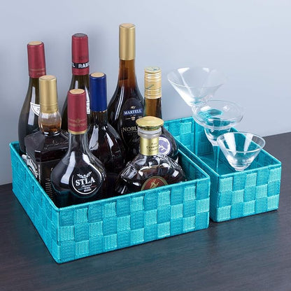 Posprica Woven Storage Baskets for Organizing, Small Black Baskets Cube Bin - Image 5