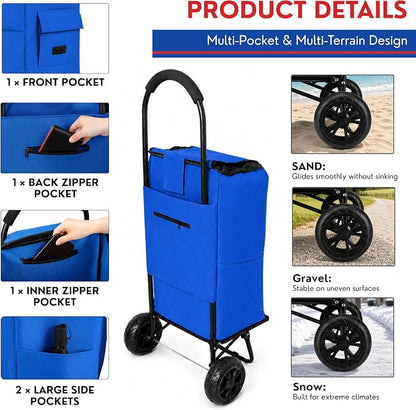 Shopping Cart, Super Loading Grocery Trolley, 220 lbs Capacity, Foldable Cart - Image 7