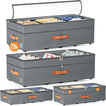 Under Bed Storage with Wheels, Adjustable Underbed Drawer with Lids, Underbed by Unknown
