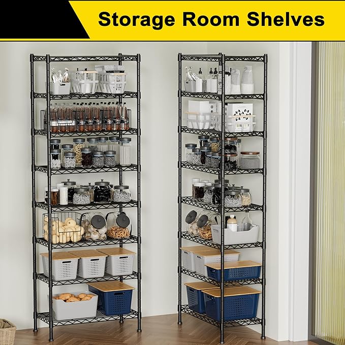 GIOTORENT 8-Wire Garage Shelving Storage Shelves, Kitchen Storage Adjustable - Image 4