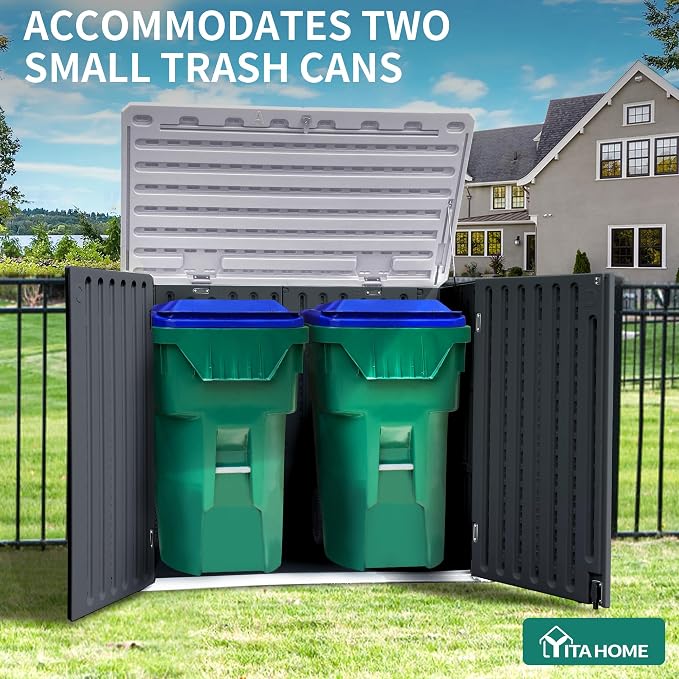 YITAHOME Outdoor Horizontal Storage Sheds w/o Shelf, Weatherproof Resin Tool - Image 6