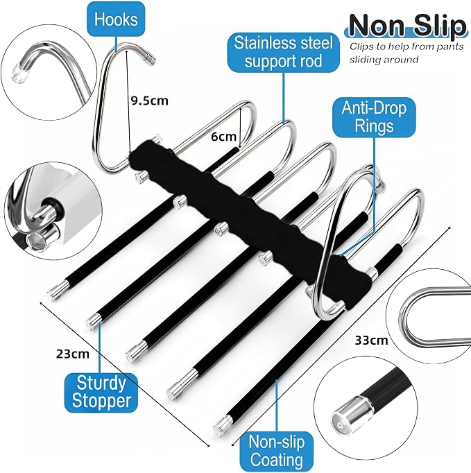 Upgrade Pant Hangers Space Saving, Non Slip Stainless Steel Multifunctional - Image 3