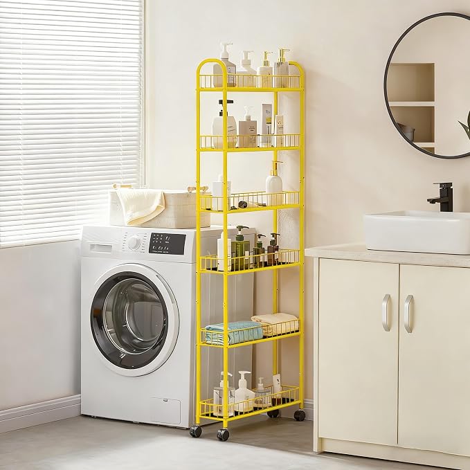 6-Tier Slim Storage Cart with Wheels, 6in Narrow Rolling Shelf, Sturdy Slim - Image 5