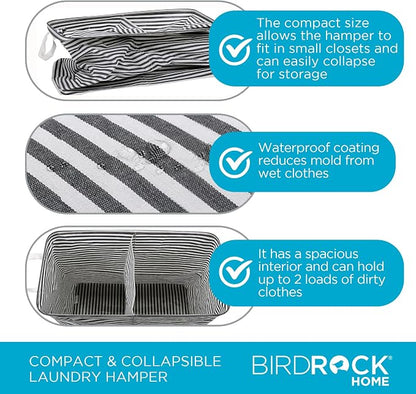 BIRDROCK HOME Collapsible Double Laundry Hamper Basket - Image 4