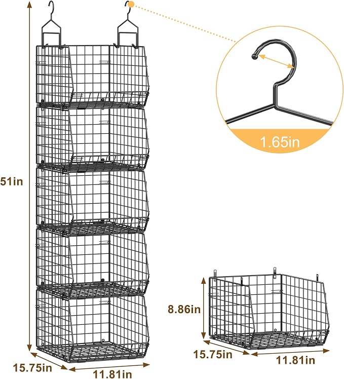 Capacity Upgrade Edition Deeper 4'' 5 Tier Foldable Hanging Closet Organizer - Image 3