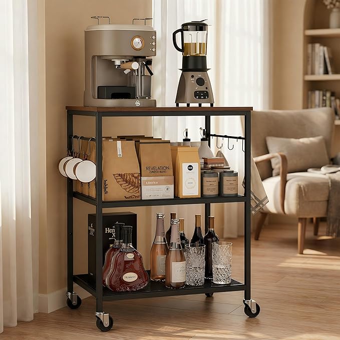 Homleke 3-Tier Rolling Kitchen Microwave Cart, Kitchen Utility Cart on Lockable by Homleke
