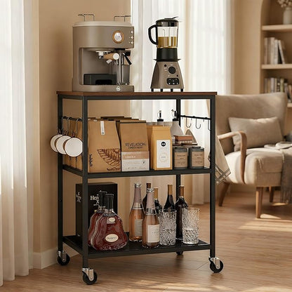 Homleke 3-Tier Rolling Kitchen Microwave Cart, Kitchen Utility Cart on Lockable by Homleke