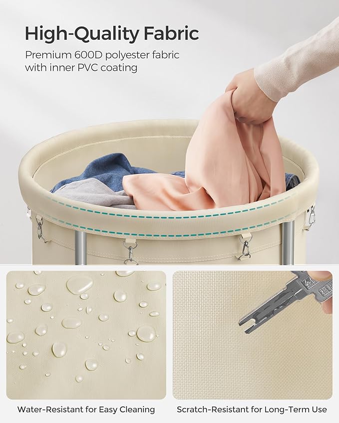 SONGMICS Laundry Basket, Rolling Steel Frame - Image 5
