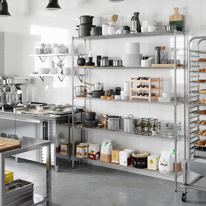 14" Deep x 72" Wide x 86" Height Wire Shelving Kit | 5-Tier | NSF Commercial - Image 7