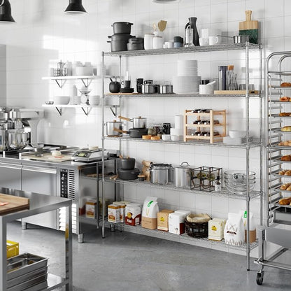 14" Deep x 72" Wide x 86" Height Wire Shelving Kit | 5-Tier | NSF Commercial - Image 7