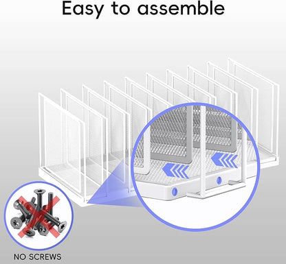 9-Section Desk File Organizer, Vertical File Holder, Mesh Desktop File Folder - Image 4