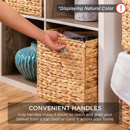Best Choice Products 10.5x10.5in Pack of 5 Cube Storage Baskets, Water Hyacinth - Image 7