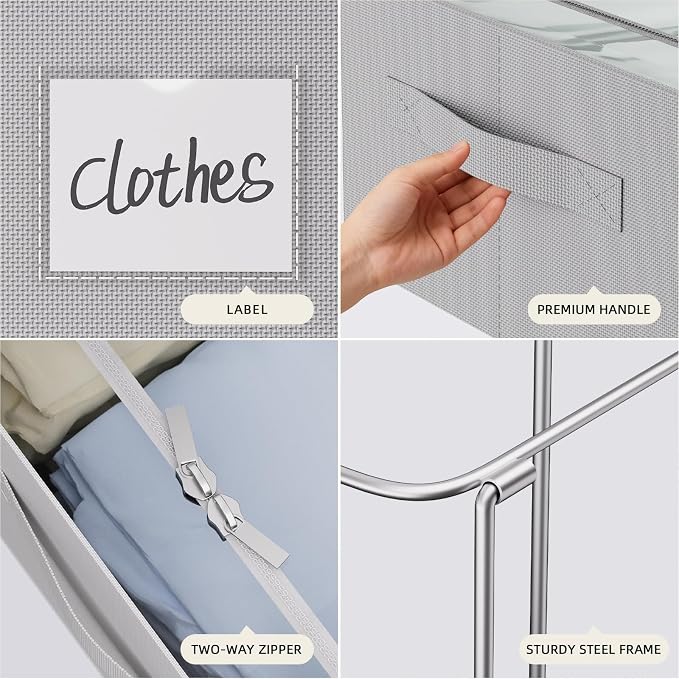 CYhom Under Bed Storage Bins Frame Storage Box Oxford Fabric Sturdy Underbed - Image 5