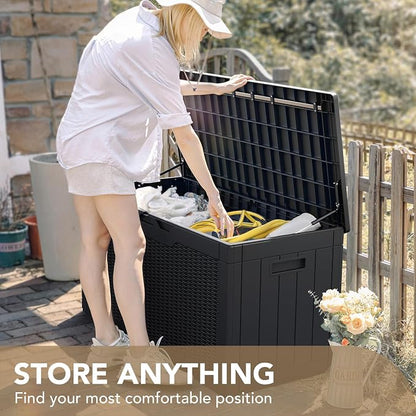 Devoko 100 Gallon Waterproof Large Resin Deck Box Indoor Outdoor Lockable - Image 8