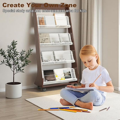 Brochure Display Rack, 4 Layer Floor-Standing Magazine Rack, Literature - Image 4