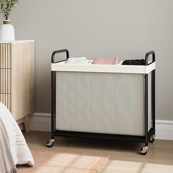ELYKEN Laundry Hamper 3 Section, 120L Rolling Laundry Sorter - Image 9