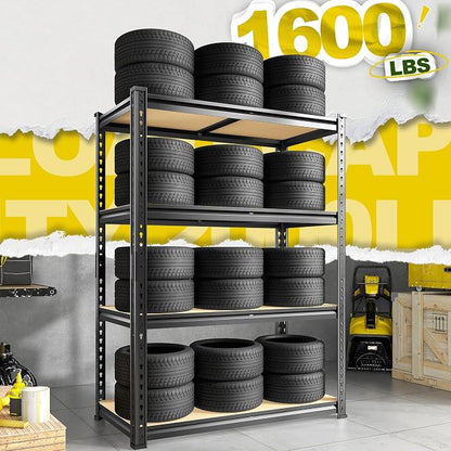 48" H Storage Shelves 31.5" W Garage Shelving Adjustable 1600LBS Metal Shelving - Image 3