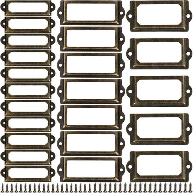 60 Pcs Office Library File Drawer Cabinet Card Tag Label Holder Metal Frame by Unknown